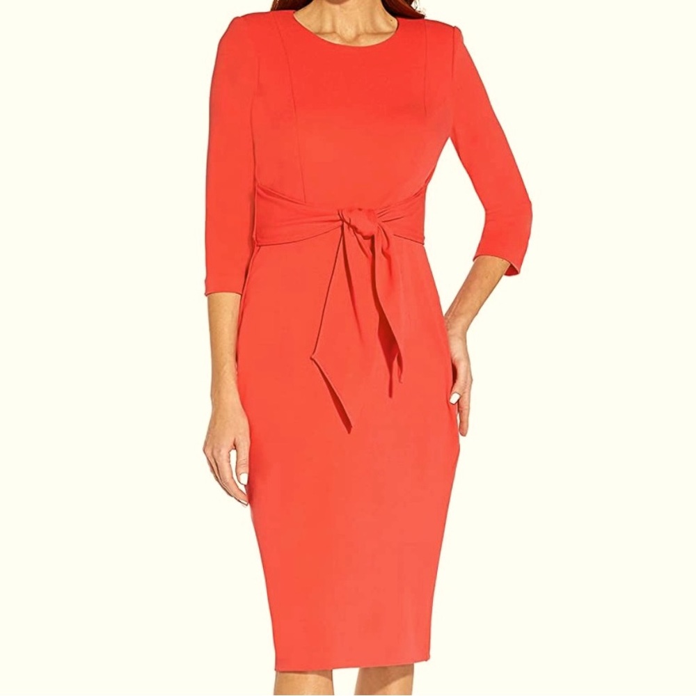 ADRIANNA PAPELL Knit Tie Waist Sheath Dress NWT